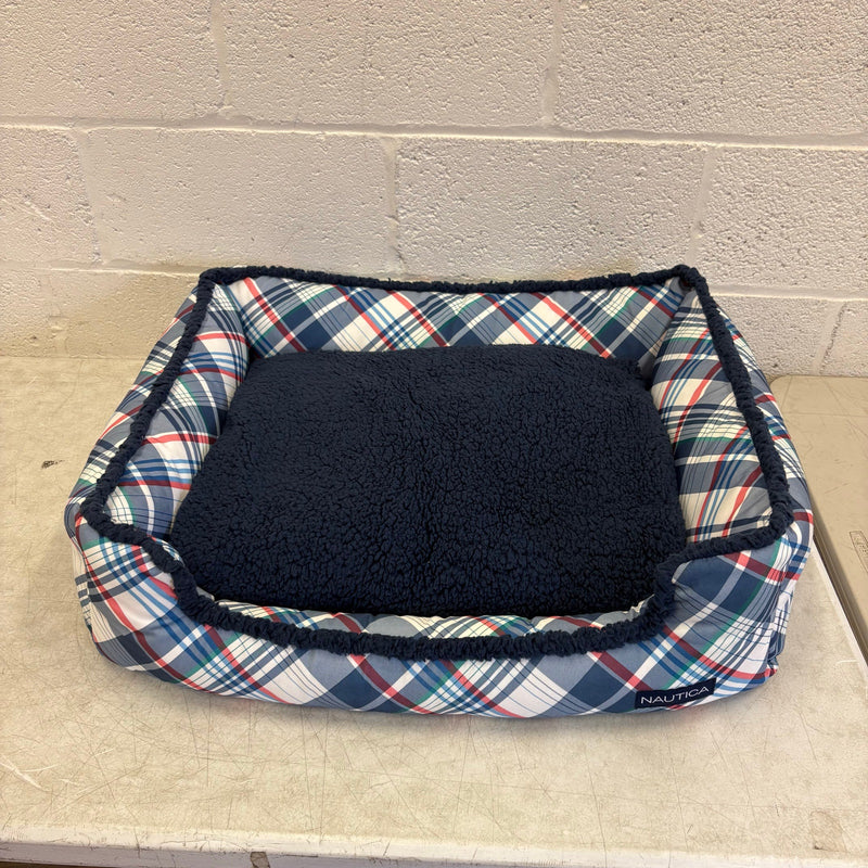 Nautica Rectangle Pet Bed 30"x 24"x 8" Dog Bed Plaid Multicolor Design - Medium