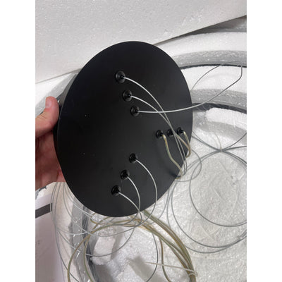 YANSUN 120-W 3 Ring LED Black Chandelier Light, Hanging Pendant Light Fixture