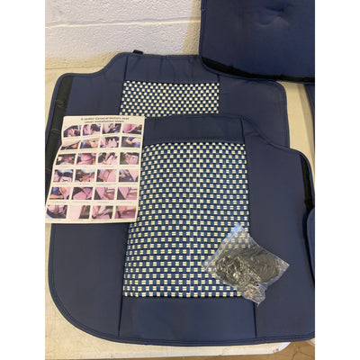The Cushion World Car Seat Cushion Covers Navy & Cream Checkered, Universal Fit