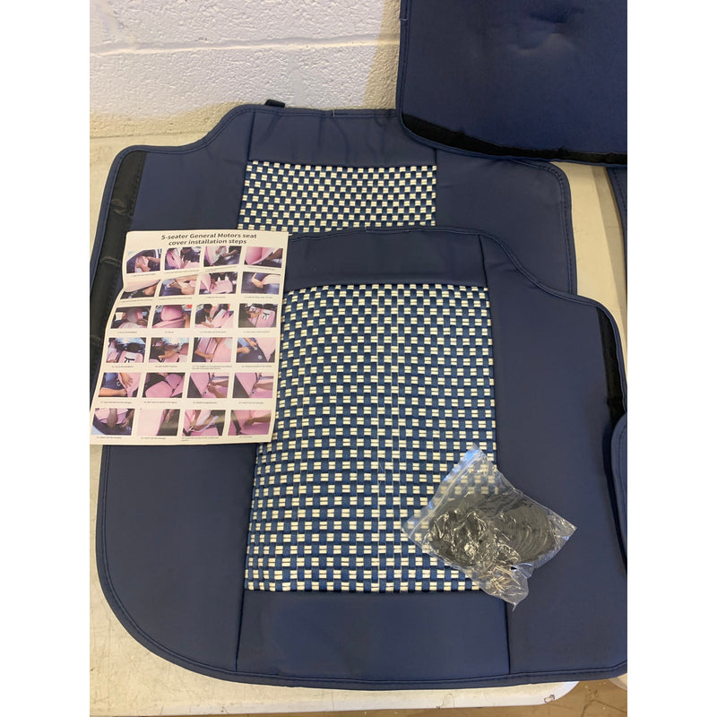 The Cushion World Car Seat Cushion Covers Navy & Cream Checkered, Universal Fit