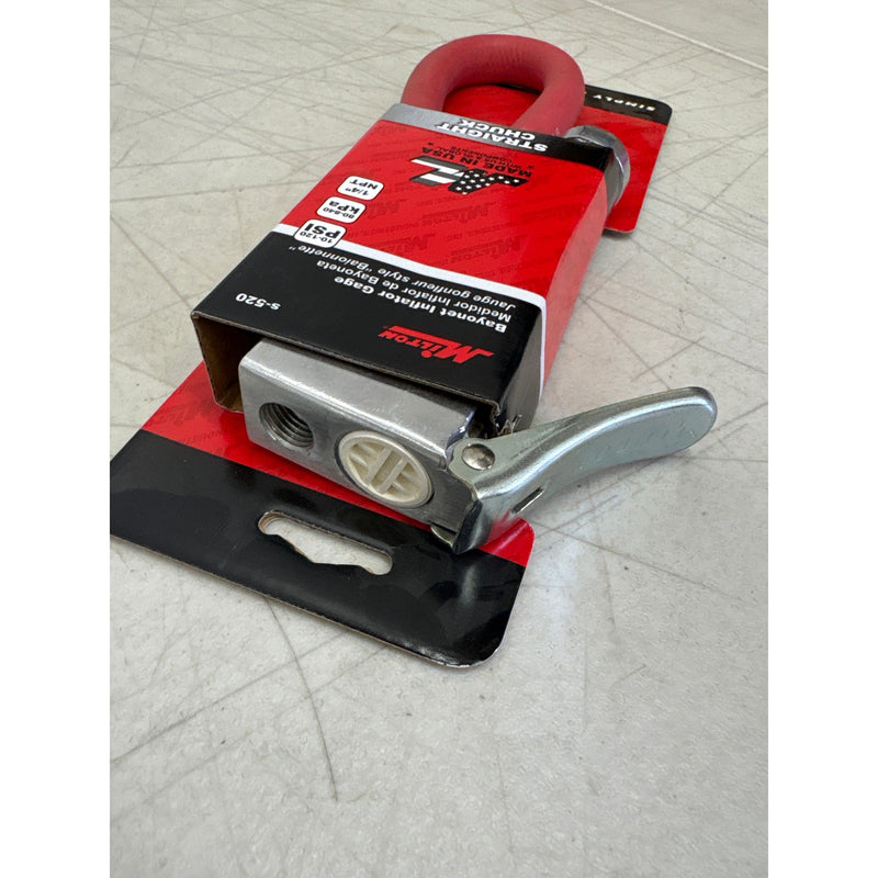 Milton Industries Straight Head Chuck Bayonet Style Inflator Gauge 10-120 PSI