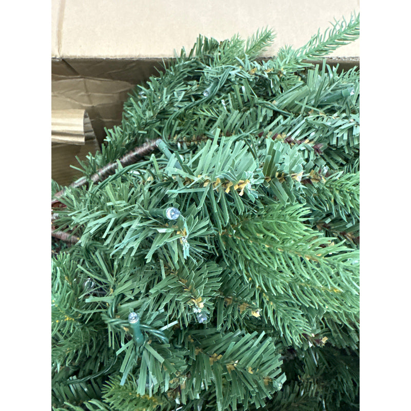 Okicolor 6.5ft Pre-Lit Artificial Christmas Tree Warm Lights & Metal Base Stand