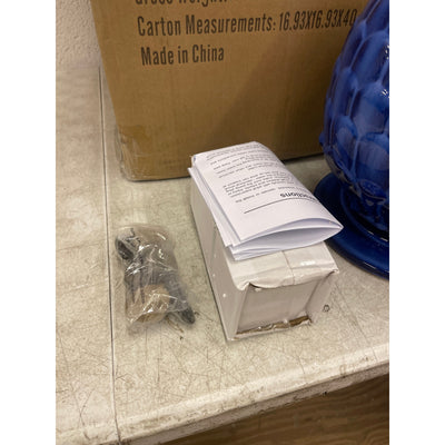 Glitzhome 35.75"H Artichoke Pedestal Ceramic Fountain, Oversized, Cobalt Blue