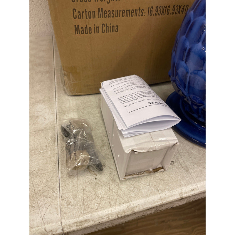 Glitzhome 35.75"H Artichoke Pedestal Ceramic Fountain, Oversized, Cobalt Blue