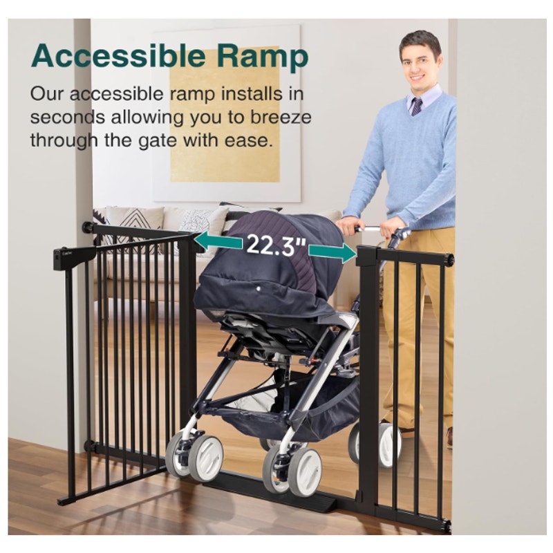 Cumbor 29.7-54.2" Wide Baby Gate Self Closing Dog Gate Pressure Mounted - Black