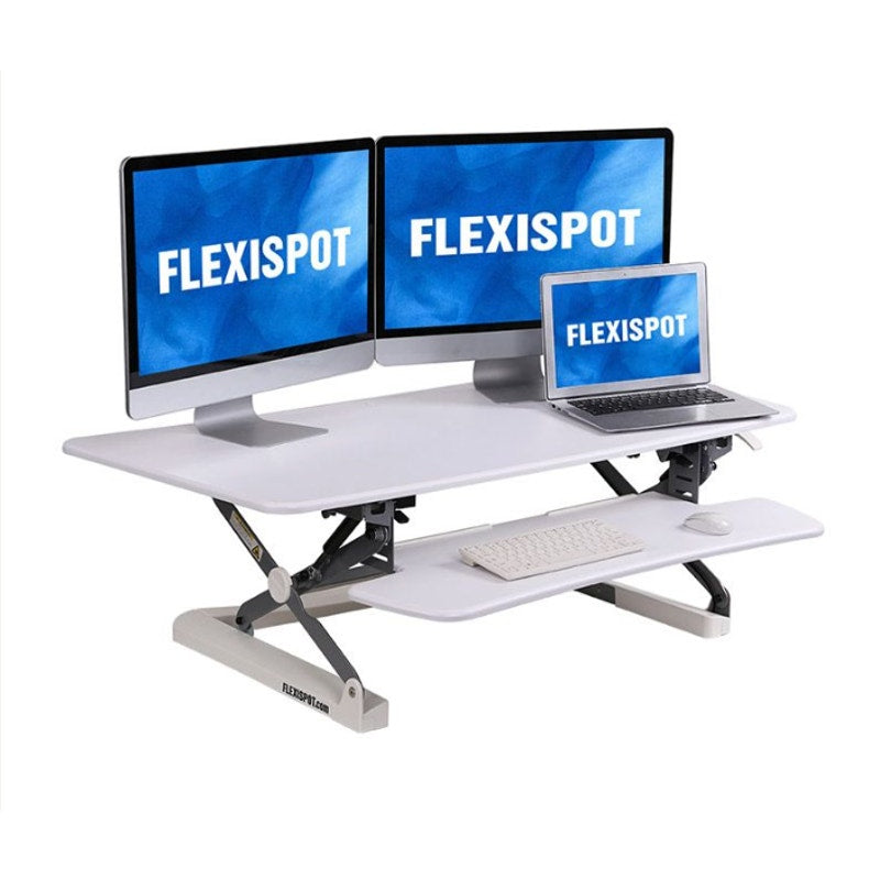 FlexiSpot Standing Desk 47" Computer Riser Keyboard Tray Workstation WHITE M3W