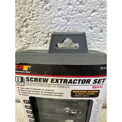 Performance Tool 8-Piece Screw Extractor Set Tapered Counter Clockwise Thread