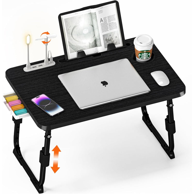 Decosis Laptop Desk for Bed Height Adjustable, Lap Bed Table, Work Top, Black