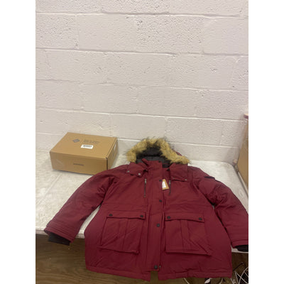 Wantdo Women's Winter Coat Warm Winter Jacket Hooded Puffer Parka Jacket 2X Red