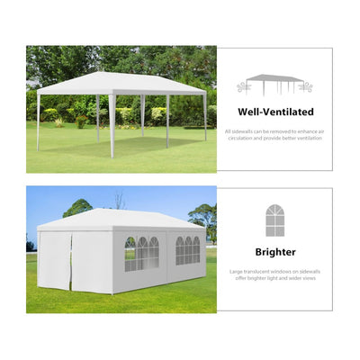 10' x 20' Outdoor White Waterproof Gazebo Canopy Tent w Removable Sidewalls