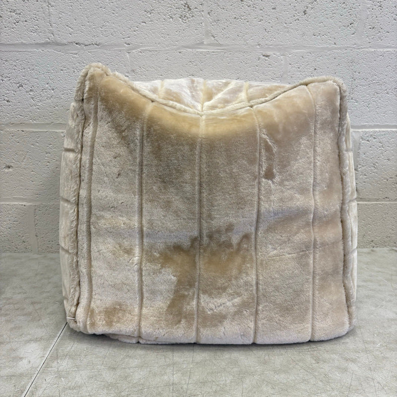 Soft Plush Pouf Ottoman Chair, 22"W x 22"L x 13"H, Living Room - Tan Box Design