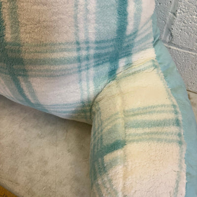 UGG Plush Backrest Pillow, 34"W x 18"H, Reading Pillow Soft - Blue Plaid Design