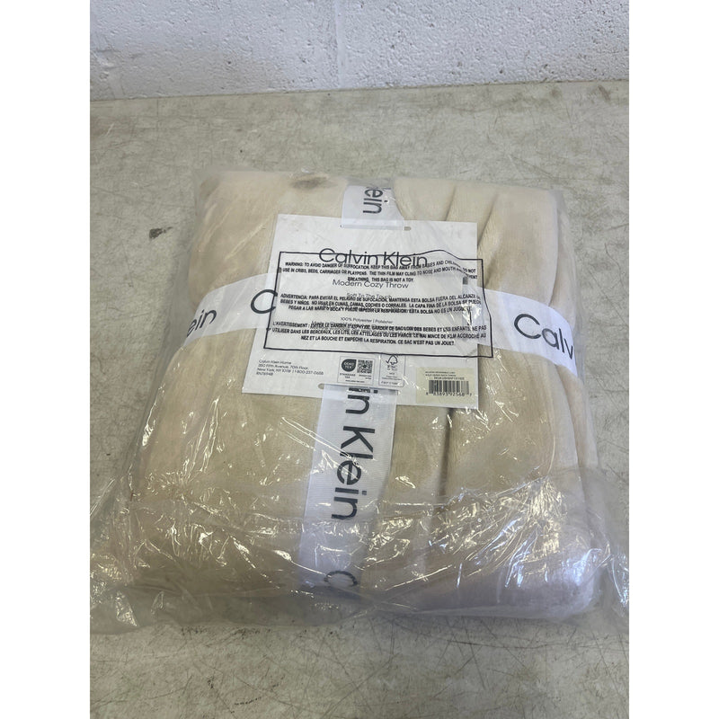 Calvin Klein Throw Blanket, Reversible Premium Plush Bedding Beige/Pink 50 x 70