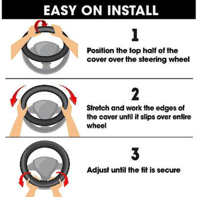 AutoCraft Action Grip Steering Wheel Cover Tan Faux Leather, Fits 14.5" - 15"