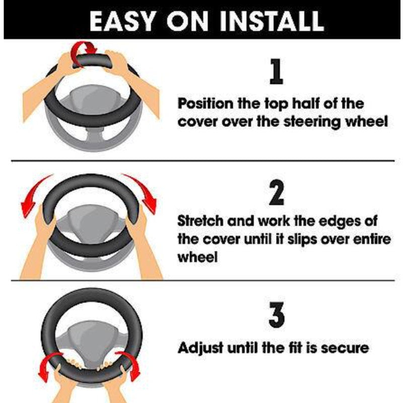 AutoCraft Action Grip Steering Wheel Cover Tan Faux Leather, Fits 14.5" - 15"