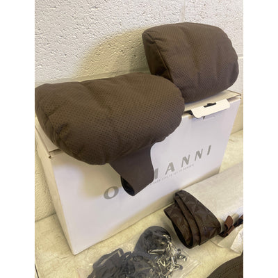 OUMANNI Seat Covers Universal Fit Breathable Suede 2 Front Seat/Headrest Brown