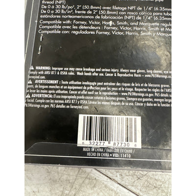 Forney Regulator Gauge, 2 Inch, 0-30 PSI, Standard 1/4" NPT Connection Fits Most