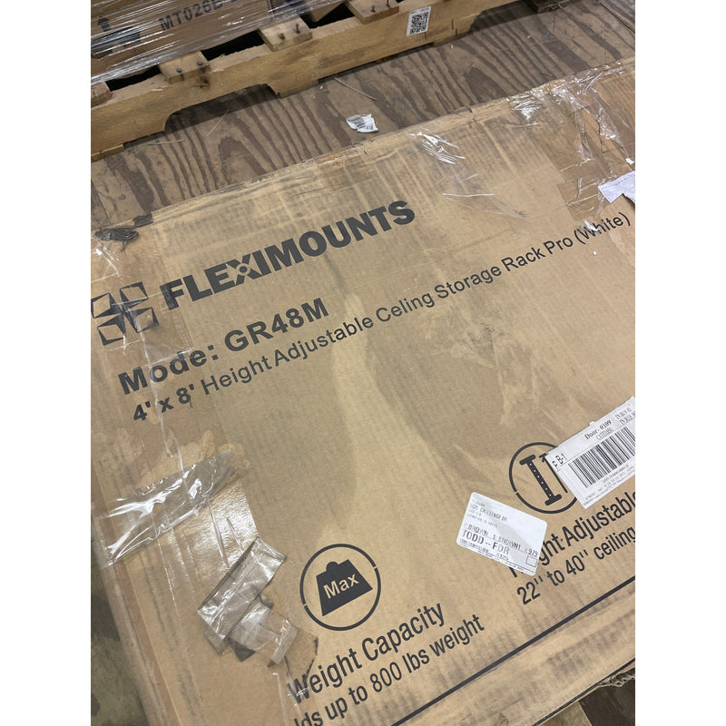 FLEXIMOUNTS 4ftx8ft Overhead Ceiling Storage PRO 800lbs White, NO SCREWS