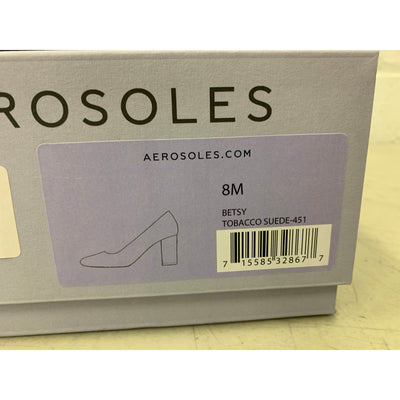 Aerosoles Shoes Betsy Comfortable Women's Almond Toe Pump Brown Suede Size 8