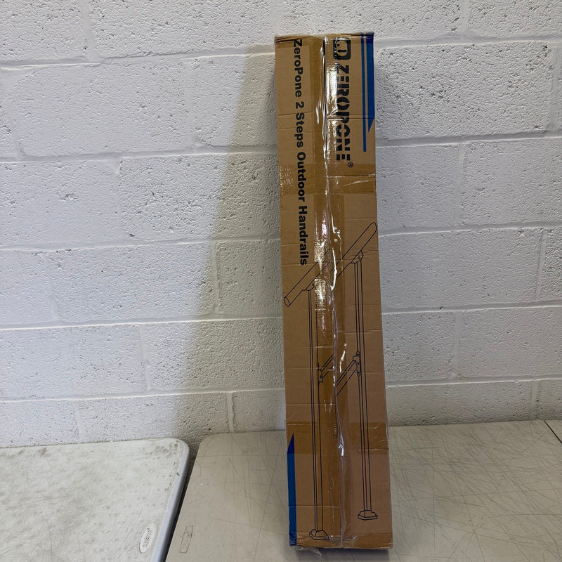 ZeroPone Upgrade 2-Steps Outdoor Handrail with Screw Kit, Zinc Steel  - Black