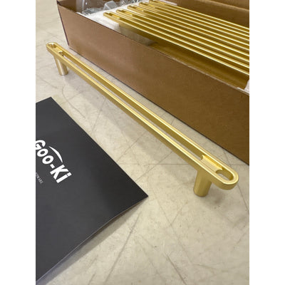 Goo-Ki 6-Pack 7-1/2" Hole Center Cabinet Pulls Light Brushed Brass, Hardware