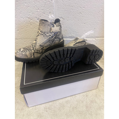 NEW Qupid Snake Leather Boots Tressa-22x Stone/Black Women's Size 6