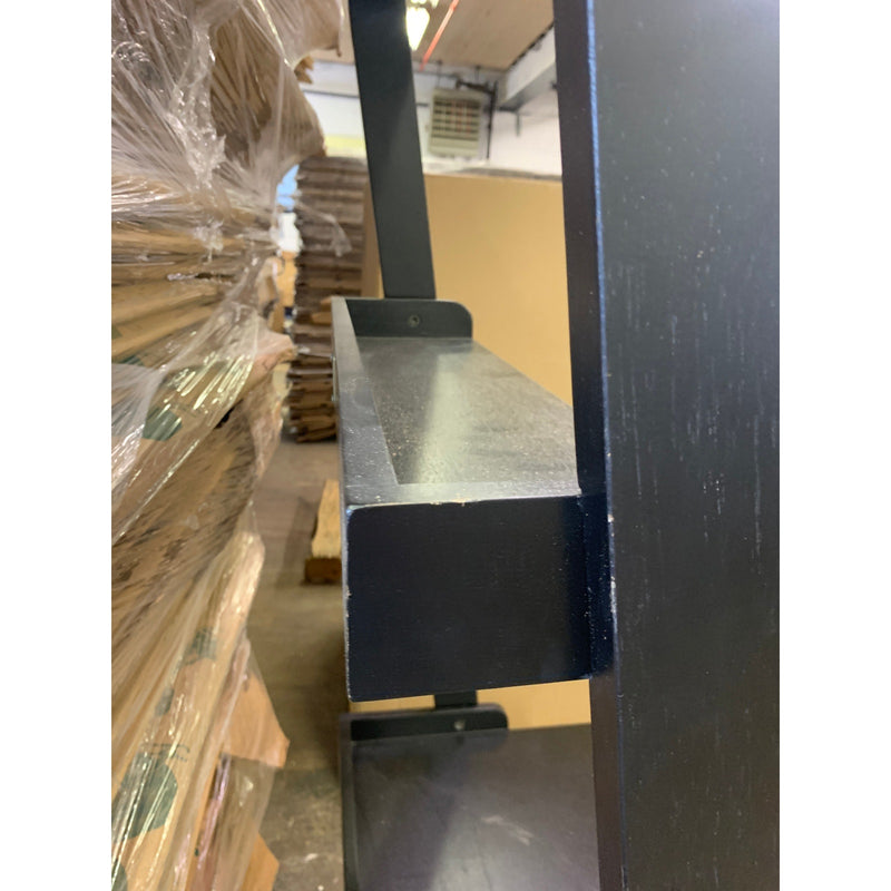 76" 3 Tier Wall Shelving Storage Rack, Ladder Storage, Wood, Black