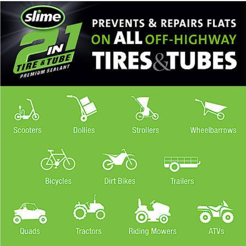 Slime 2-in-1 Tire & Tube Sealant, Seals Stops Leaks Prevents/Repairs - 32 oz