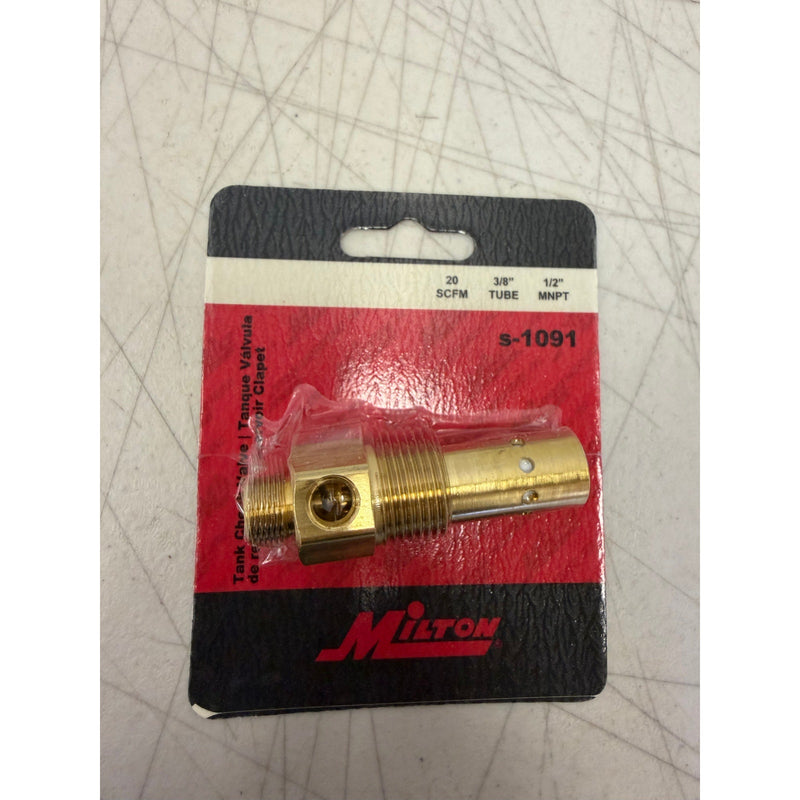 Milton S1091 Tank Check Valve 1/2" NPT, 3/8"M Compressor, Brass