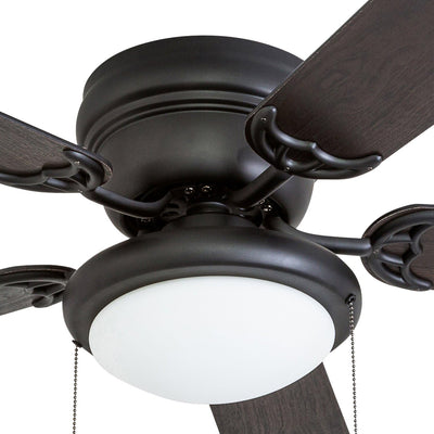 52" West Hill 5-Blade Hugger-Style Ceiling Fan with Dimmable Light -Matte Black