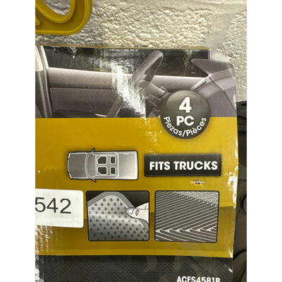 Autocraft Rubber Floor Mat Set 4 Pieces Fits Trucks, Black - ACFS4581B