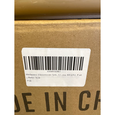 Melamine Dinnerware Sets, 12Pcs Dishes Set for 4, Plates and Bowls Sets - Tan