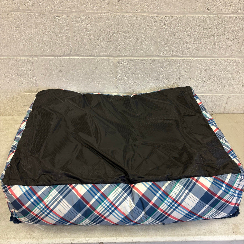 Nautica Rectangle Pet Bed 36" x 30" x 9" Dog Bed Plaid Multicolor Design - Large