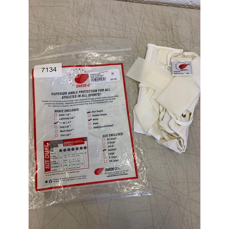 Swede-O Ankle Lok Support with Knit Tongue, Medium Ankle Brace White Sprain