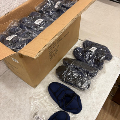 LOT-OF-24 Men's Adjustable Strap Slippers LARGE, Memory Foam, Rubber Bottom Blue
