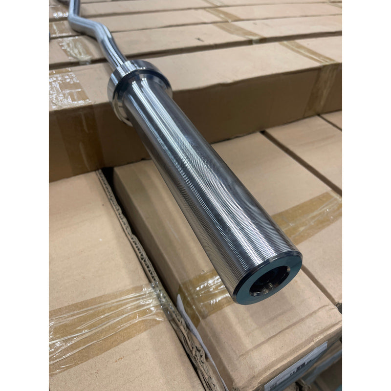 60 Inch Z-Bar Barbell 2-inch Olympic w Weight Clamps, Zigzag, Silver, 18lbs