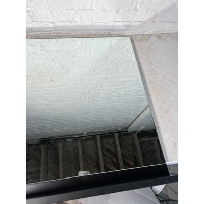 Gloria Rectangle Mirror with Shelf 47 in. W x 31 in. H, Black, Wood, Wall Mount