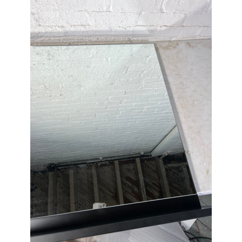 Gloria Rectangle Mirror with Shelf 47 in. W x 31 in. H, Black, Wood, Wall Mount