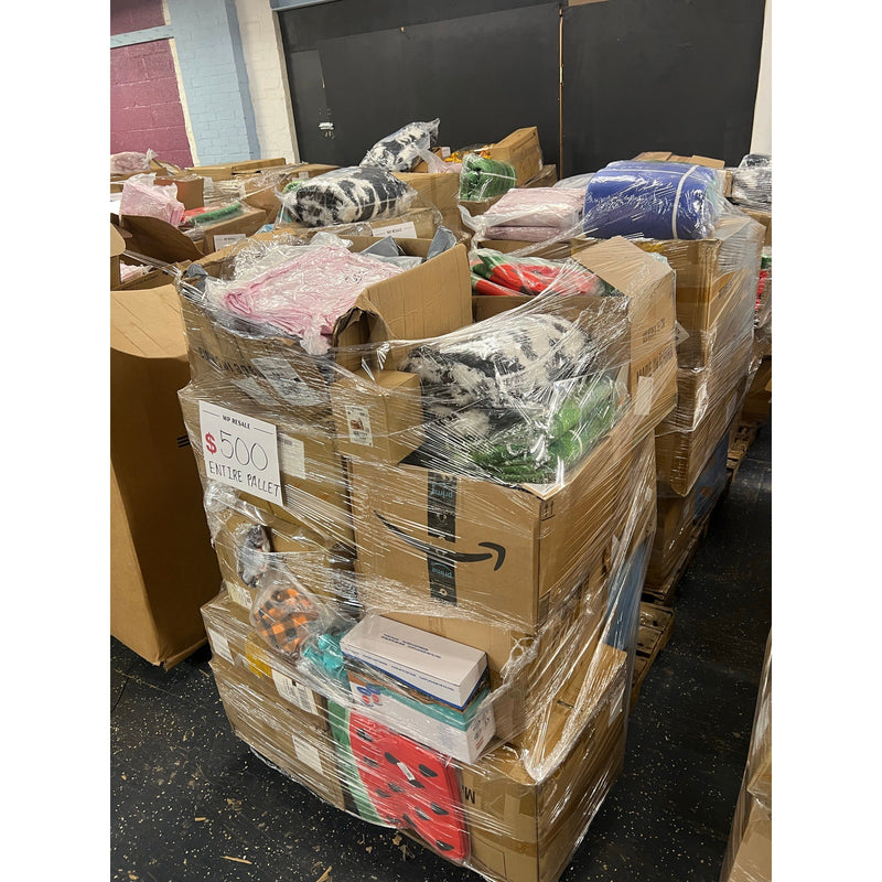 Pallets of Clothes, Shoes, Rugs, Blankets, Pet, Electronics Accessories, Baby, & Home Improvement