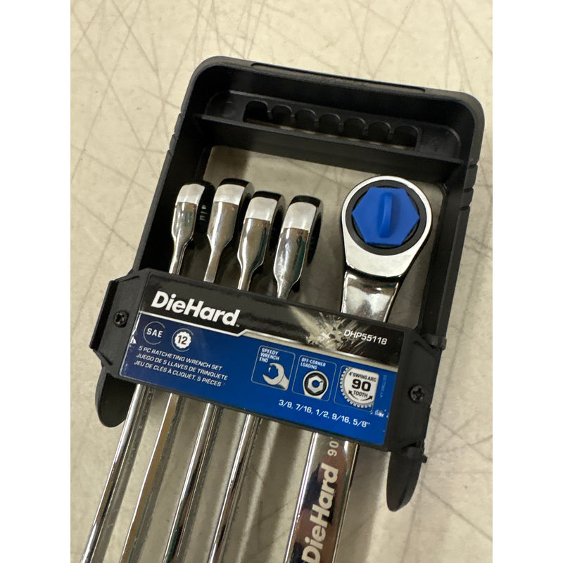 DieHard Ratcheting Wrench Set, SAE, 5-Piece, 12 Point, Hand Tools - DHP55118