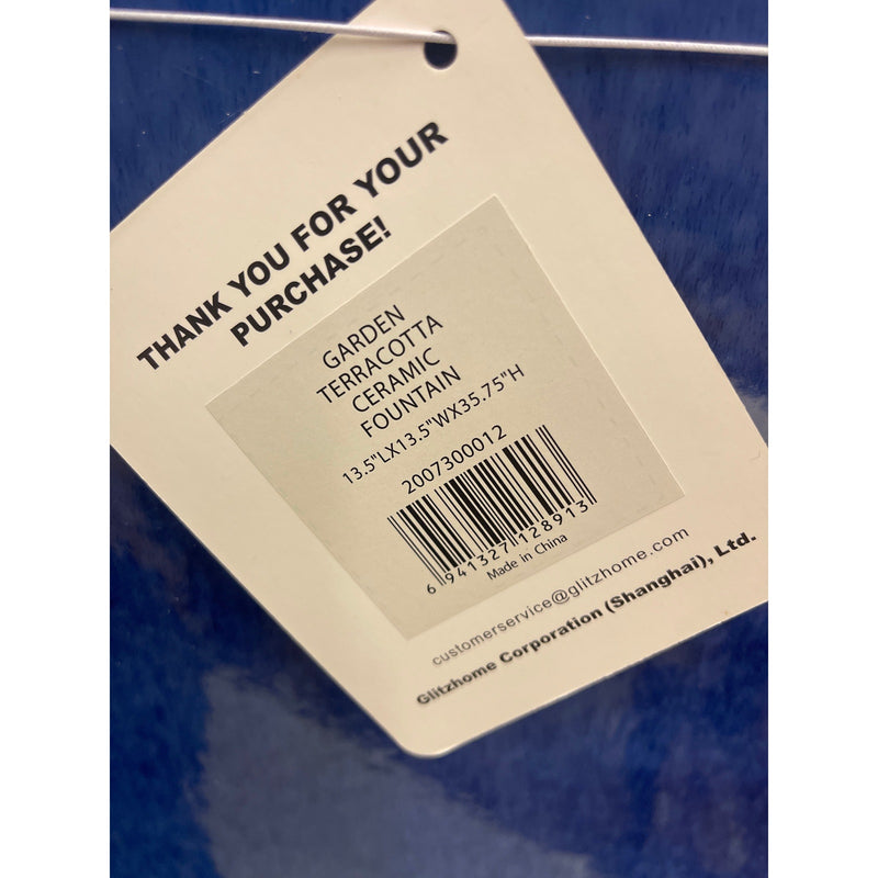 Glitzhome 35.75"H Artichoke Pedestal Ceramic Fountain, Oversized, Cobalt Blue