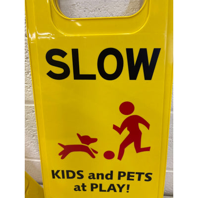 2-Pack Slow Kids and Pets at Play Sign, 24" Height, Signs for Street Yellow