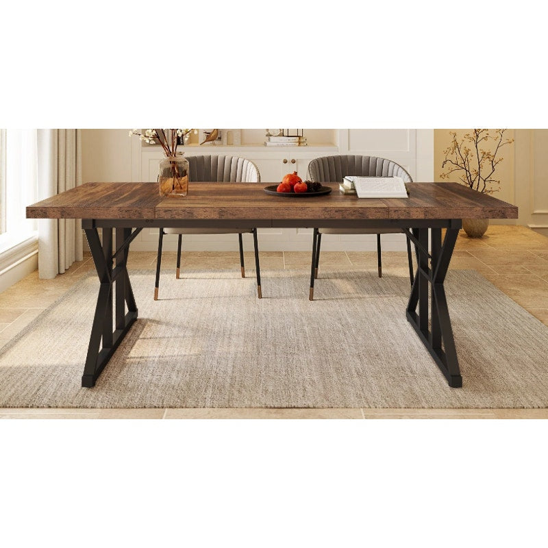 Tribesigns Wood Dining Table, Farmhouse 71" x 30" Kitchen Table for 6 People