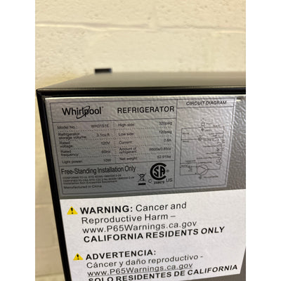 Whirlpool 3.1 cu ft Mini Refrigerator Stainless Steel Reversible Door, 2 Shelves