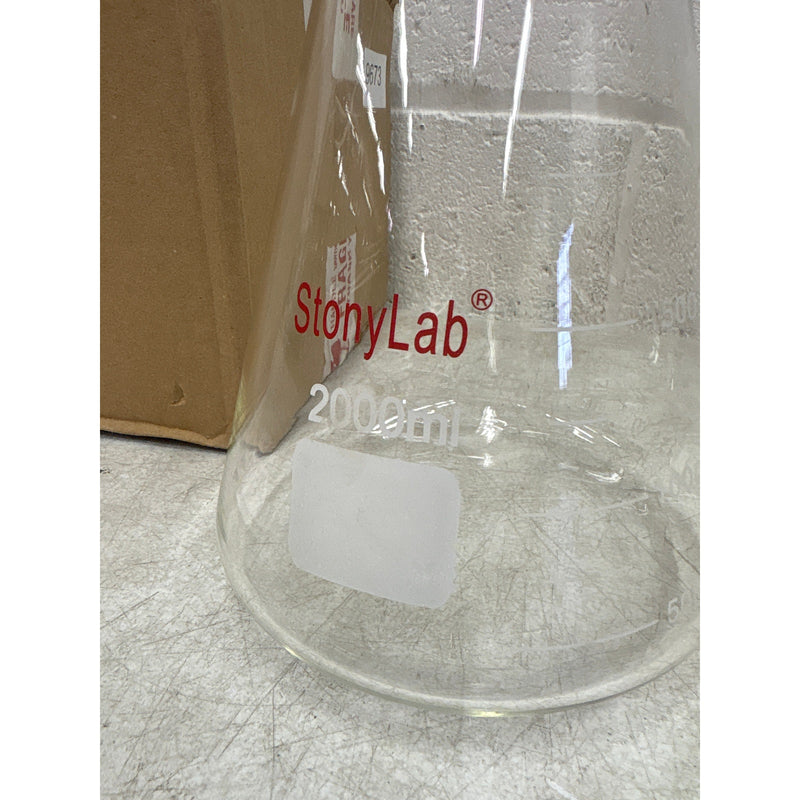 Stonylab Narrow Mouth Erlenmeyer Flask 2000 ml, Science Class Borosilicate Glass