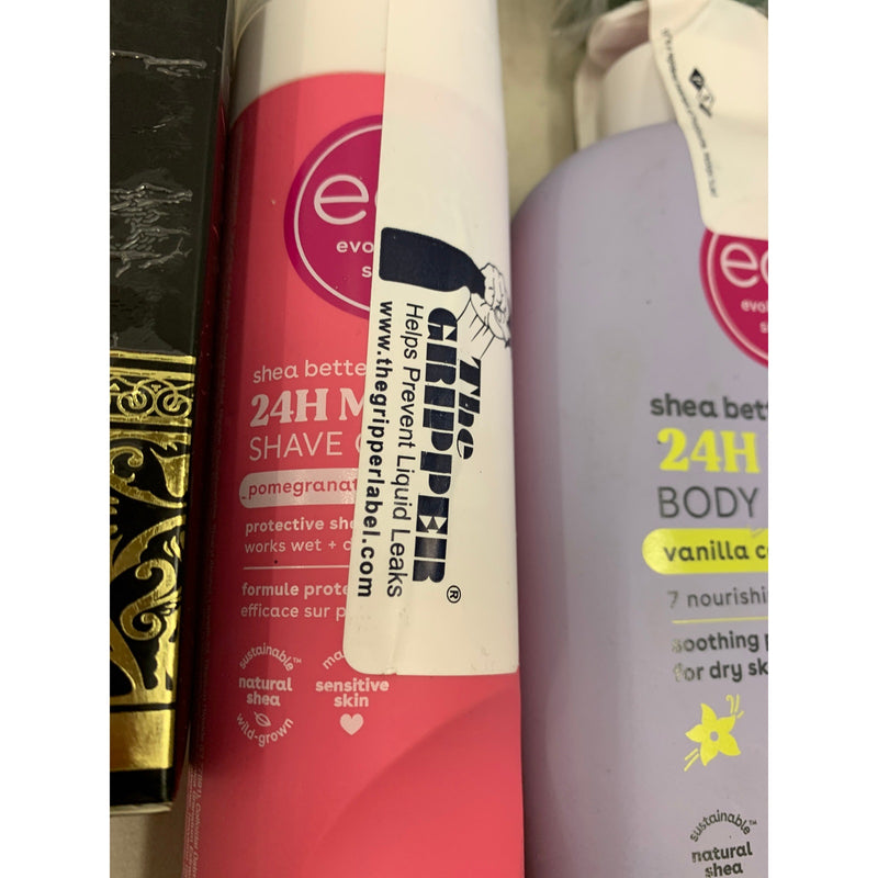 Paquete de 30 aceites esenciales y cuidado corporal: gel de afeitar, loción corporal y perfume.