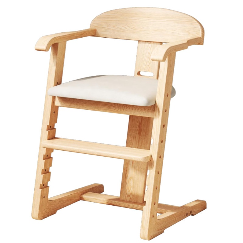 Wooden High Chair Adjustable Height Easy to Clean Toddler Highchair Brown/Gray