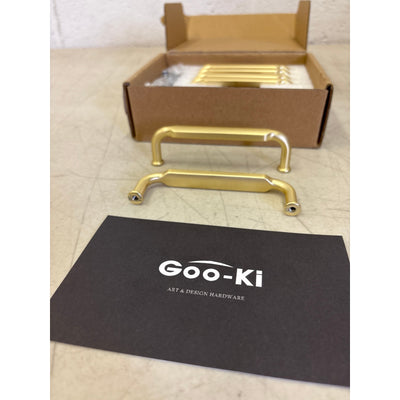 6-Pack Goo-Ki Brushed Gold Drawer Handles 3-3/4" Hole Centers Straight Bar Pull