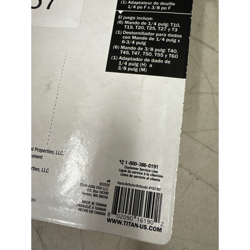 Titan 14 pc. Torx Bit Socket Set with Storage Rails, Hand Tools - 16190