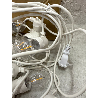 16 LED Bulbs White String Lights, 48ft White Outdoor Lights with 1W Shatterproof